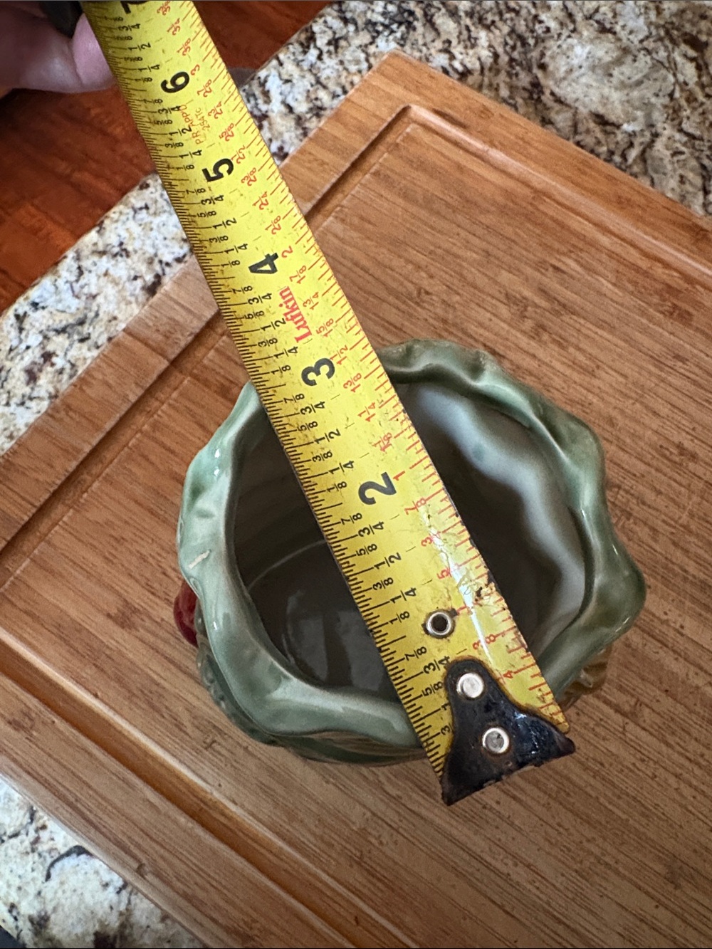 Green and Mustard Ceramic Floral Vase - Decorative Home Accent - Picture 5 of 5